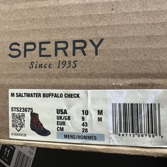 Sperry Mens Saltwater Buffalo Check Boot Red Size 10 M main image 6